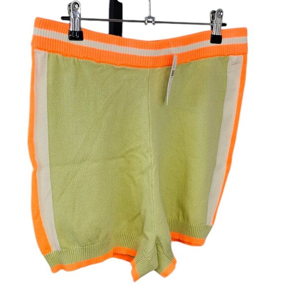 Anthropologie Sweater Shorts High Rise Size Large Neon Stripe Pull On NWT - Picture 5 of 7